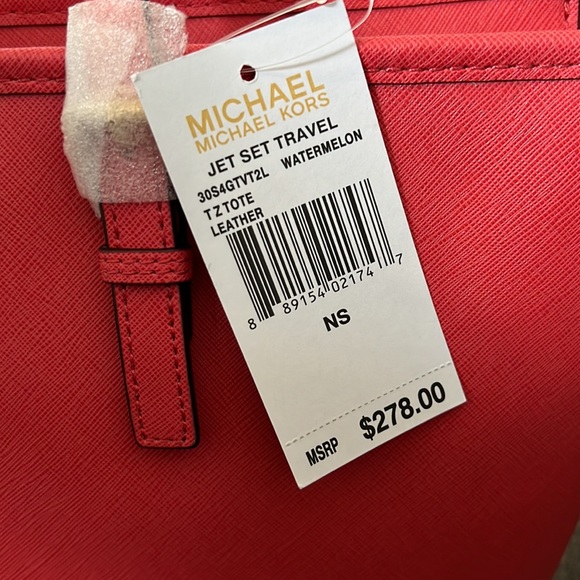 Michael Kors Jet Set Large Saffiano Leather Tote Bag Watermelon - Picture 7 of 13